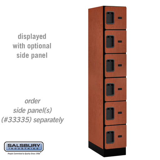 Salsbury 12" Wide Six Tier Box Style Designer Wood Locker - 1 Wide - 6 Feet High - 21 Inches Deep - Cherry - Hasps - Sweatfully