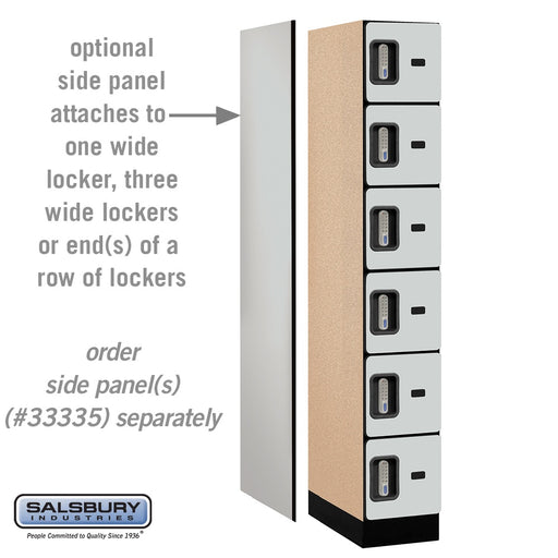 Salsbury 12" Wide Six Tier Box Style Designer Wood Locker - 1 Wide - 6 Feet High - 21 Inches Deep - Gray - Silver Electronic Locks - Sweatfully
