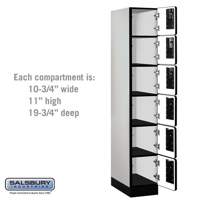 Salsbury 12" Wide Six Tier Box Style Designer Wood Locker - 1 Wide - 6 Feet High - 21 Inches Deep - Gray - Hasps - Sweatfully