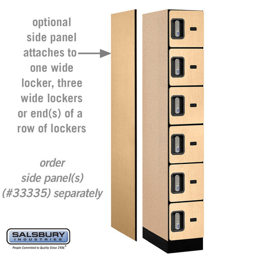 Salsbury 12" Wide Six Tier Box Style Designer Wood Locker - 1 Wide - 6 Feet High - 21 Inches Deep - Maple - Silver Electronic Locks - Sweatfully