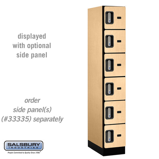 Salsbury 12" Wide Six Tier Box Style Designer Wood Locker - 1 Wide - 6 Feet High - 21 Inches Deep - Maple - Silver Electronic Locks - Sweatfully