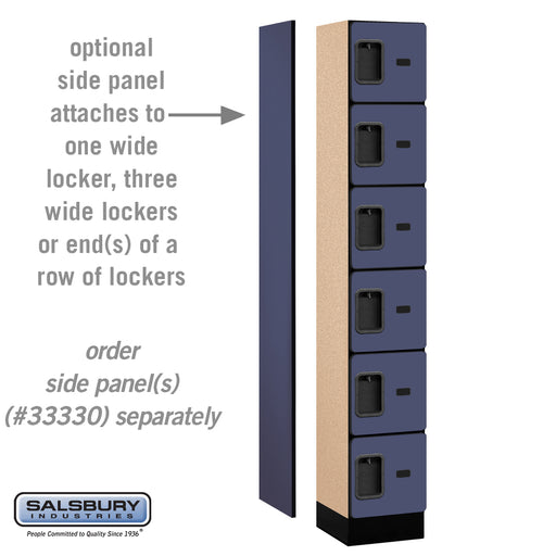 Salsbury 12" Wide Six Tier Box Style Designer Wood Locker - 1 Wide - 6 Feet High - 15 Inches Deep - Blue - Hasps - Sweatfully