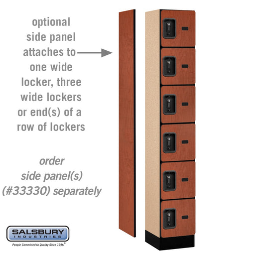 Salsbury 12" Wide Six Tier Box Style Designer Wood Locker - 1 Wide - 6 Feet High - 15 Inches Deep - Cherry - Black Resettable Combination Locks - Sweatfully