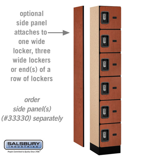 Salsbury 12" Wide Six Tier Box Style Designer Wood Locker - 1 Wide - 6 Feet High - 15 Inches Deep - Cherry - Silver Resettable Combination Locks - Sweatfully