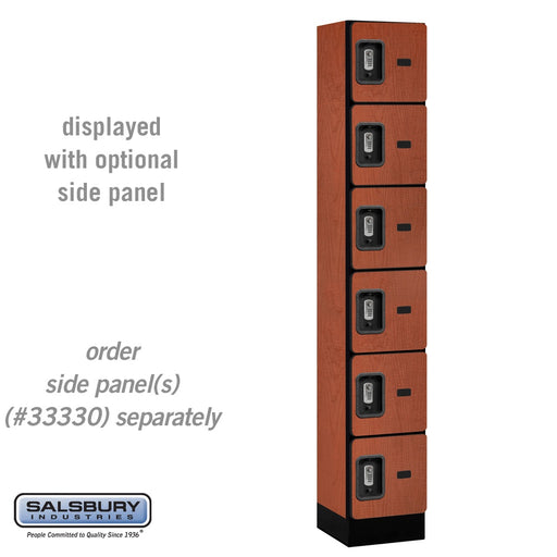 Salsbury 12" Wide Six Tier Box Style Designer Wood Locker - 1 Wide - 6 Feet High - 15 Inches Deep - Cherry - Silver Resettable Combination Locks - Sweatfully