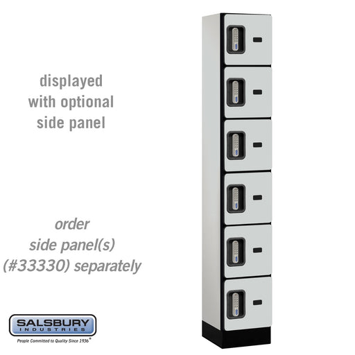 Salsbury 12" Wide Six Tier Box Style Designer Wood Locker - 1 Wide - 6 Feet High - 15 Inches Deep - Gray - Silver Electronic Locks - Sweatfully