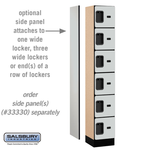 Salsbury 12" Wide Six Tier Box Style Designer Wood Locker - 1 Wide - 6 Feet High - 15 Inches Deep - Gray - Hasps - Sweatfully