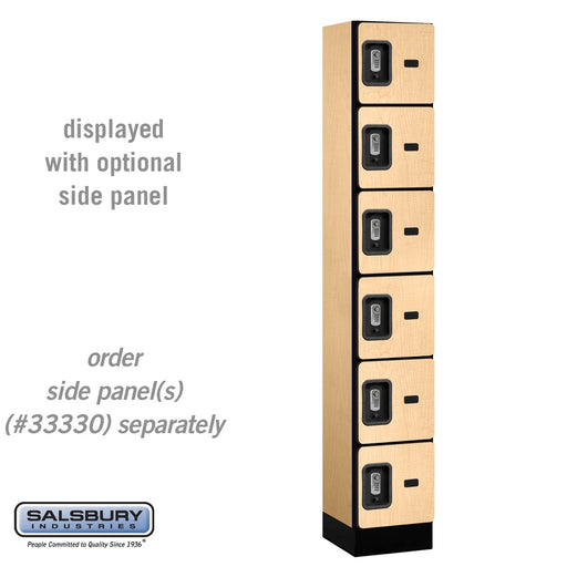 Salsbury 12" Wide Six Tier Box Style Designer Wood Locker - 1 Wide - 6 Feet High - 15 Inches Deep - Maple - Silver Resettable Combination Locks - Sweatfully