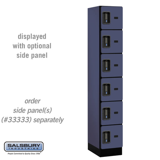 Salsbury 12" Wide Six Tier Box Style Designer Wood Locker - 1 Wide - 6 Feet High - 18 Inches Deep - Blue - Black Electronic Locks - Sweatfully