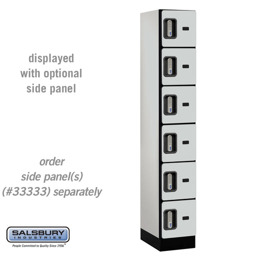 Salsbury 12" Wide Six Tier Box Style Designer Wood Locker - 1 Wide - 6 Feet High - 18 Inches Deep - Gray - Silver Electronic Locks - Sweatfully