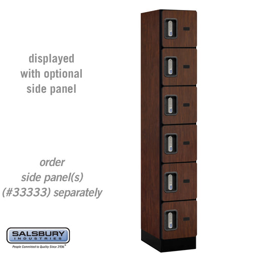 Salsbury 12" Wide Six Tier Box Style Designer Wood Locker - 1 Wide - 6 Feet High - 18 Inches Deep - Mahogany - Silver Electronic Locks - Sweatfully