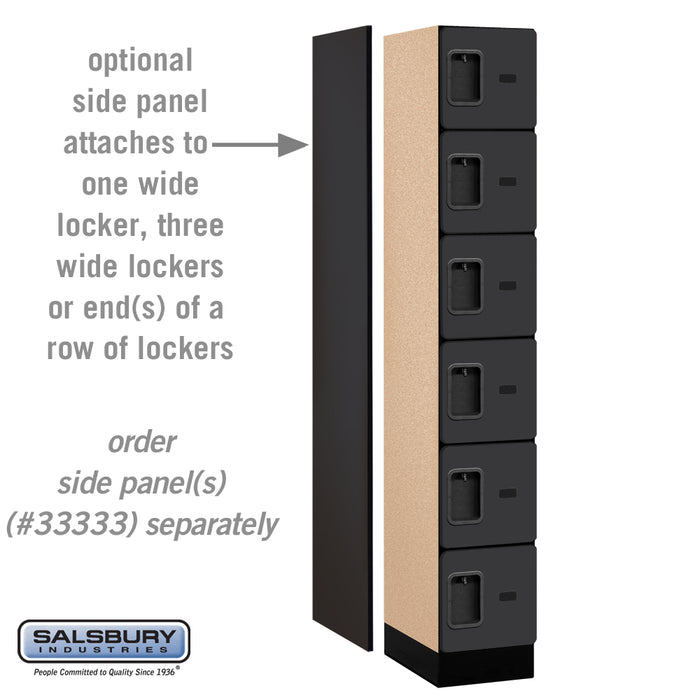 Salsbury 12" Wide Six Tier Box Style Designer Wood Locker - 1 Wide - 6 Feet High - 18 Inches Deep - Black - Hasps - Sweatfully