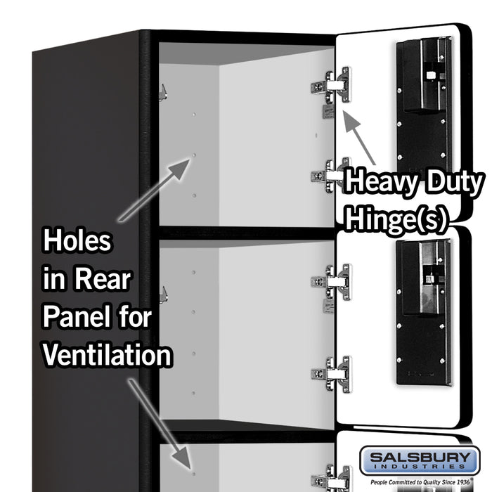 Salsbury 12" Wide Six Tier Box Style Designer Wood Locker - 1 Wide - 6 Feet High - 18 Inches Deep - Black - Hasps - Sweatfully