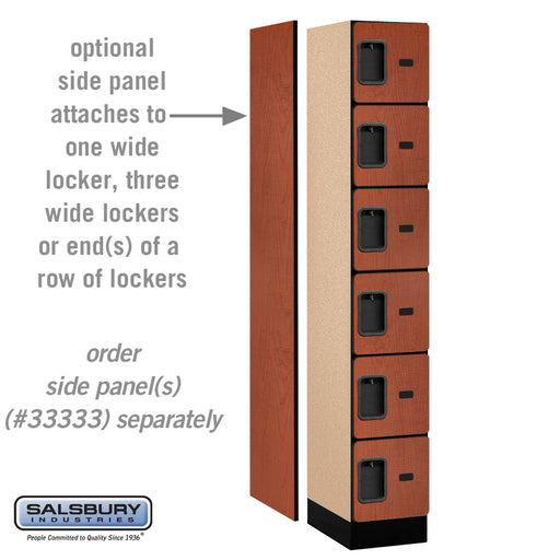 Salsbury 12" Wide Six Tier Box Style Designer Wood Locker - 1 Wide - 6 Feet High - 18 Inches Deep - Cherry - Hasps - Sweatfully