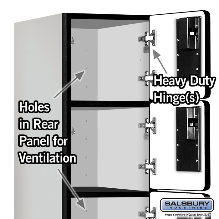 Salsbury 12" Wide Six Tier Box Style Designer Wood Locker - 1 Wide - 6 Feet High - 18 Inches Deep - Gray - Hasps - Sweatfully