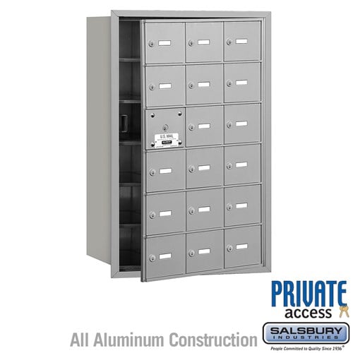 Salsbury 4B+ Horizontal Mailbox (Includes Master Commercial Lock) - 18 A Doors (17 usable) - Aluminum - Front Loading - Private Access - Sweatfully