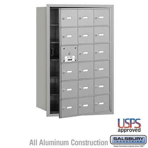 Salsbury 4B+ Horizontal Mailbox - 18 A Doors (17 usable) - Aluminum - Front Loading - USPS Access - Sweatfully