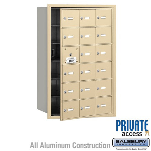 Salsbury 4B+ Horizontal Mailbox (Includes Master Commercial Lock) - 18 A Doors (17 usable) - Sandstone - Front Loading - Private Access - Sweatfully