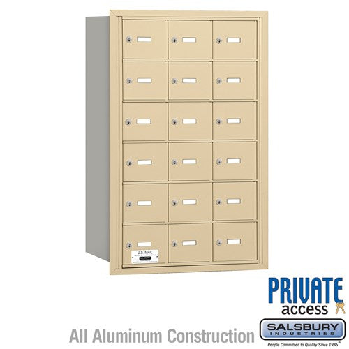 Salsbury 4B+ Horizontal Mailbox - 18 A Doors - Sandstone - Rear Loading - Private Access - Sweatfully