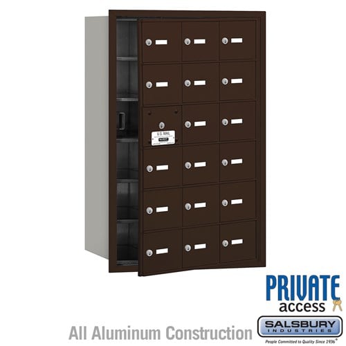 Salsbury 4B+ Horizontal Mailbox (Includes Master Commercial Lock) - 18 A Doors (17 usable) - Bronze - Front Loading - Private Access - Sweatfully