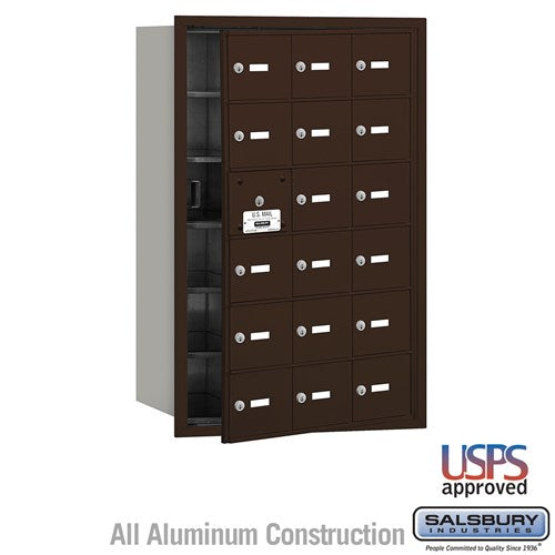 Salsbury 4B+ Horizontal Mailbox - 18 A Doors (17 usable) - Bronze - Front Loading - USPS Access - Sweatfully