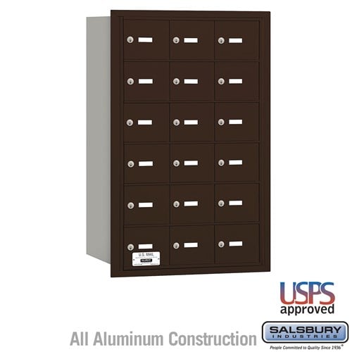 Salsbury 4B+ Horizontal Mailbox - 18 A Doors - Bronze - Rear Loading - USPS Access - Sweatfully