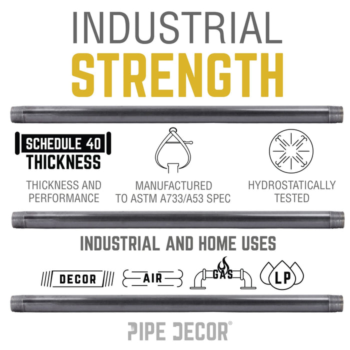 3/8 in. x 8 in. Black Pipe - Sweatfully