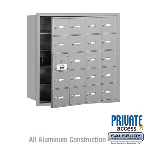 Salsbury 4B+ Horizontal Mailbox (Includes Master Commercial Lock) - 20 A Doors (19 usable) - Aluminum - Front Loading - Private Access - Sweatfully