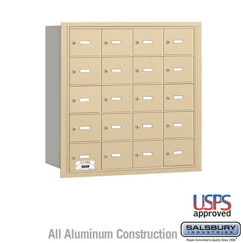 Salsbury 4B+ Horizontal Mailbox - 20 A Doors - Sandstone - Rear Loading - USPS Access - Sweatfully