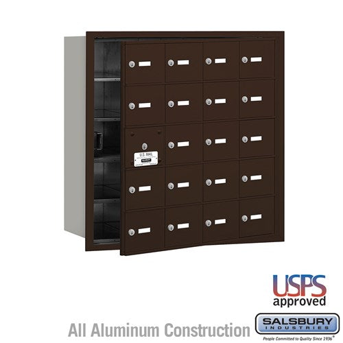 Salsbury 4B+ Horizontal Mailbox - 20 A Doors (19 usable) - Bronze - Front Loading - USPS Access - Sweatfully