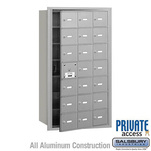 Salsbury 4B+ Horizontal Mailbox (Includes Master Commercial Lock) - 21 A Doors (20 usable) - Aluminum - Front Loading - Private Access - Sweatfully