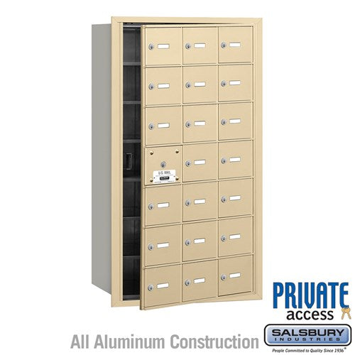 Salsbury 4B+ Horizontal Mailbox (Includes Master Commercial Lock) - 21 A Doors (20 usable) - Sandstone - Front Loading - Private Access - Sweatfully