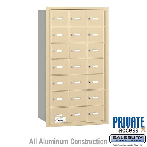 Salsbury 4B+ Horizontal Mailbox - 21 A Doors - Sandstone - Rear Loading - Private Access - Sweatfully