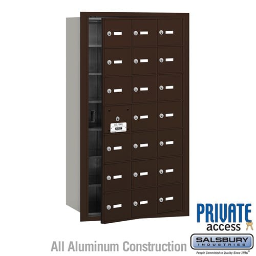 Salsbury 4B+ Horizontal Mailbox (Includes Master Commercial Lock) - 21 A Doors (20 usable) - Bronze - Front Loading - Private Access - Sweatfully