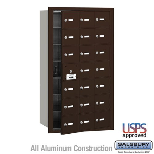 Salsbury 4B+ Horizontal Mailbox - 21 A Doors (20 usable) - Bronze - Front Loading - USPS Access - Sweatfully
