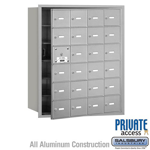 Salsbury 4B+ Horizontal Mailbox (Includes Master Commercial Lock) - 24 A Doors (23 usable) - Aluminum - Front Loading - Private Access - Sweatfully