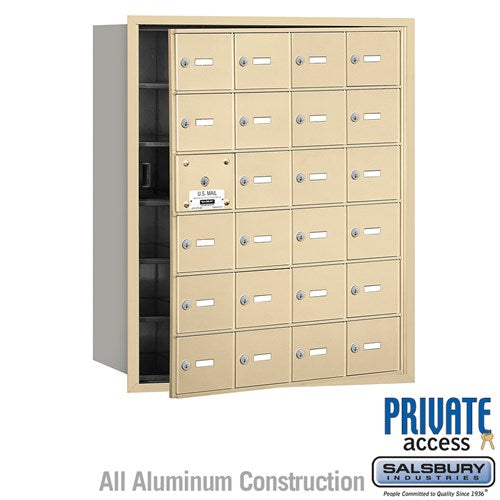 Salsbury 4B+ Horizontal Mailbox (Includes Master Commercial Lock) - 24 A Doors (23 usable) - Sandstone - Front Loading - Private Access - Sweatfully
