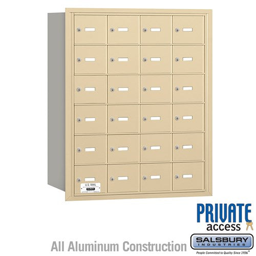 Salsbury 4B+ Horizontal Mailbox - 24 A Doors - Sandstone - Rear Loading - Private Access - Sweatfully