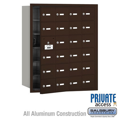 Salsbury 4B+ Horizontal Mailbox (Includes Master Commercial Lock) - 24 A Doors (23 usable) - Bronze - Front Loading - Private Access - Sweatfully
