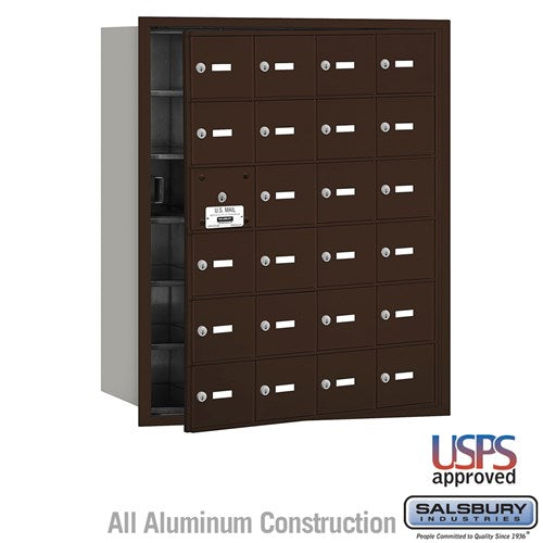 Salsbury 4B+ Horizontal Mailbox - 24 A Doors (23 usable) - Bronze - Front Loading - USPS Access - Sweatfully
