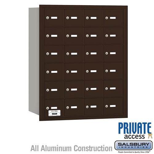 Salsbury 4B+ Horizontal Mailbox - 24 A Doors - Bronze - Rear Loading - Private Access - Sweatfully