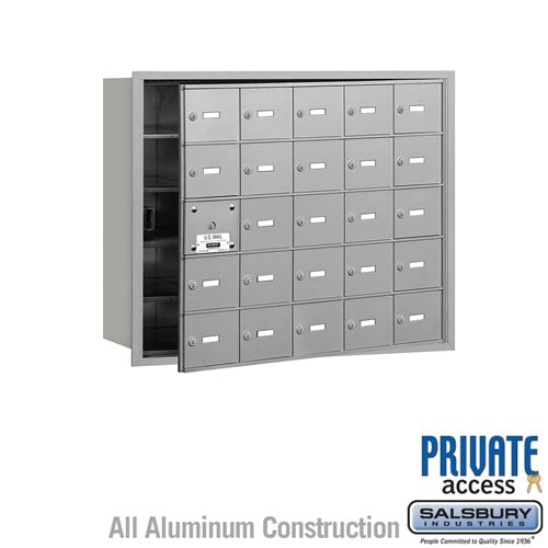 Salsbury 4B+ Horizontal Mailbox (Includes Master Commercial Lock) - 25 A Doors (24 usable) - Aluminum - Front Loading - Private Access - Sweatfully