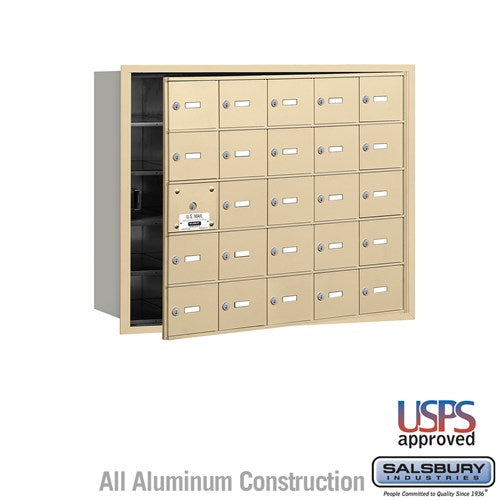 Salsbury 4B+ Horizontal Mailbox - 25 A Doors (24 usable) - Sandstone - Front Loading - USPS Access - Sweatfully