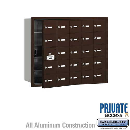 Salsbury 4B+ Horizontal Mailbox (Includes Master Commercial Lock) - 25 A Doors (24 usable) - Bronze - Front Loading - Private Access - Sweatfully
