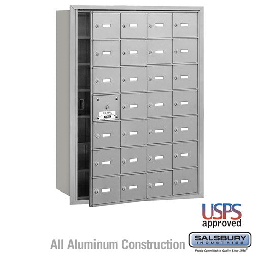 Salsbury 4B+ Horizontal Mailbox - 28 A Doors (27 usable) - Aluminum - Front Loading - USPS Access - Sweatfully