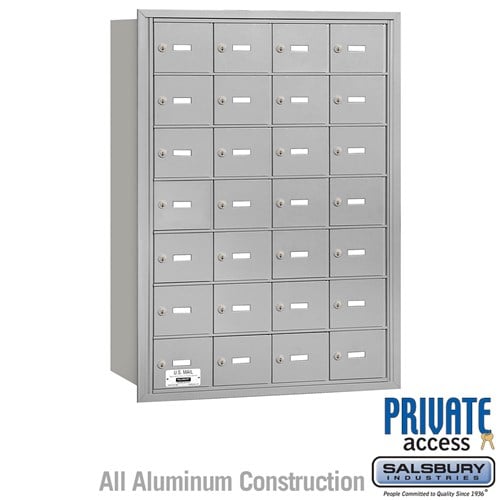Salsbury 4B+ Horizontal Mailbox - 28 A Doors - Aluminum - Rear Loading - Private Access - Sweatfully