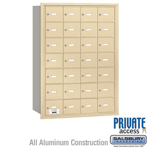 Salsbury 4B+ Horizontal Mailbox - 28 A Doors - Sandstone - Rear Loading - Private Access - Sweatfully