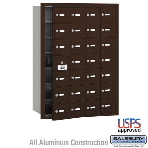 Salsbury 4B+ Horizontal Mailbox - 28 A Doors (27 usable) - Bronze - Front Loading - USPS Access - Sweatfully
