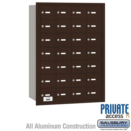 Salsbury 4B+ Horizontal Mailbox - 28 A Doors - Bronze - Rear Loading - Private Access - Sweatfully