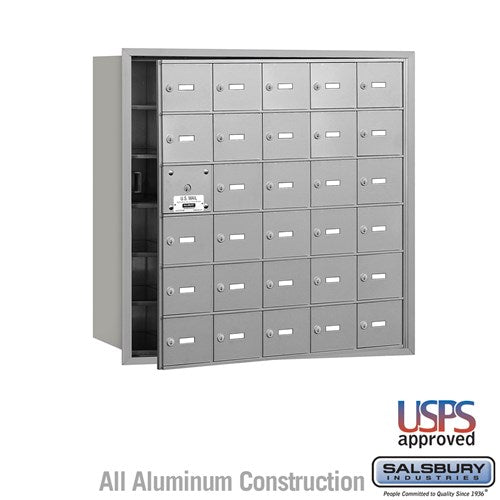 Salsbury 4B+ Horizontal Mailbox - 30 A Doors (29 usable) - Aluminum - Front Loading - USPS Access - Sweatfully
